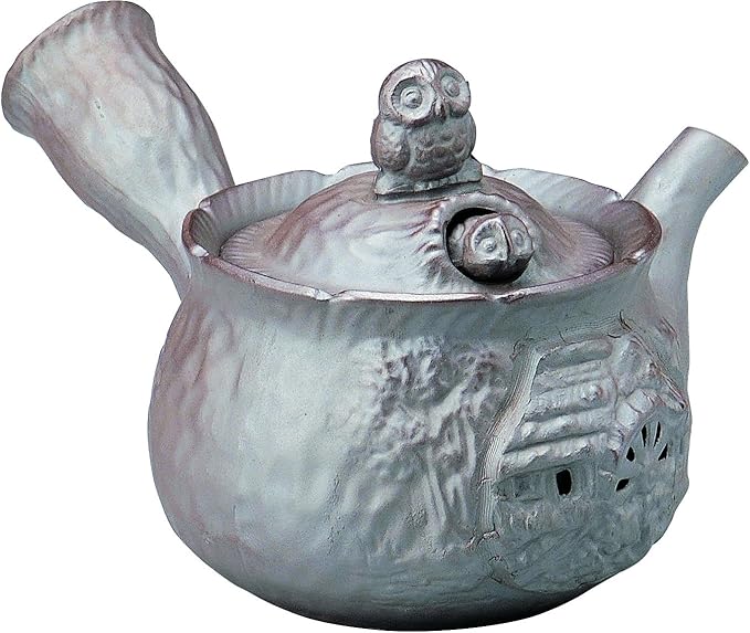 万古烧 猫头鹰 飞出 茶壶 1.5号 (平网) k11-42